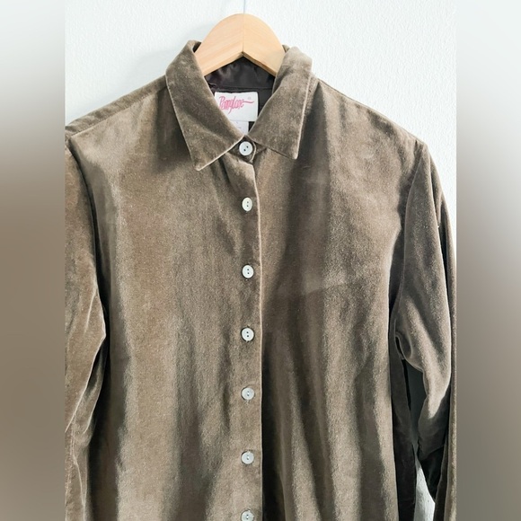 Vintage Pennylane Brown Velvet Button Down - Picture 3 of 5